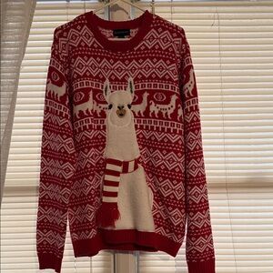 Bluebella Red Llama Crewneck men’s ugly Sweater size XL